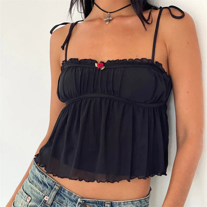 Pleated Effect Crop Cami Top