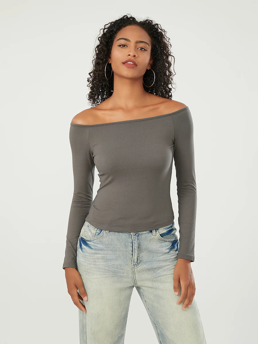 Long-Sleeve Off-the-Shoulder PlushSoft Top