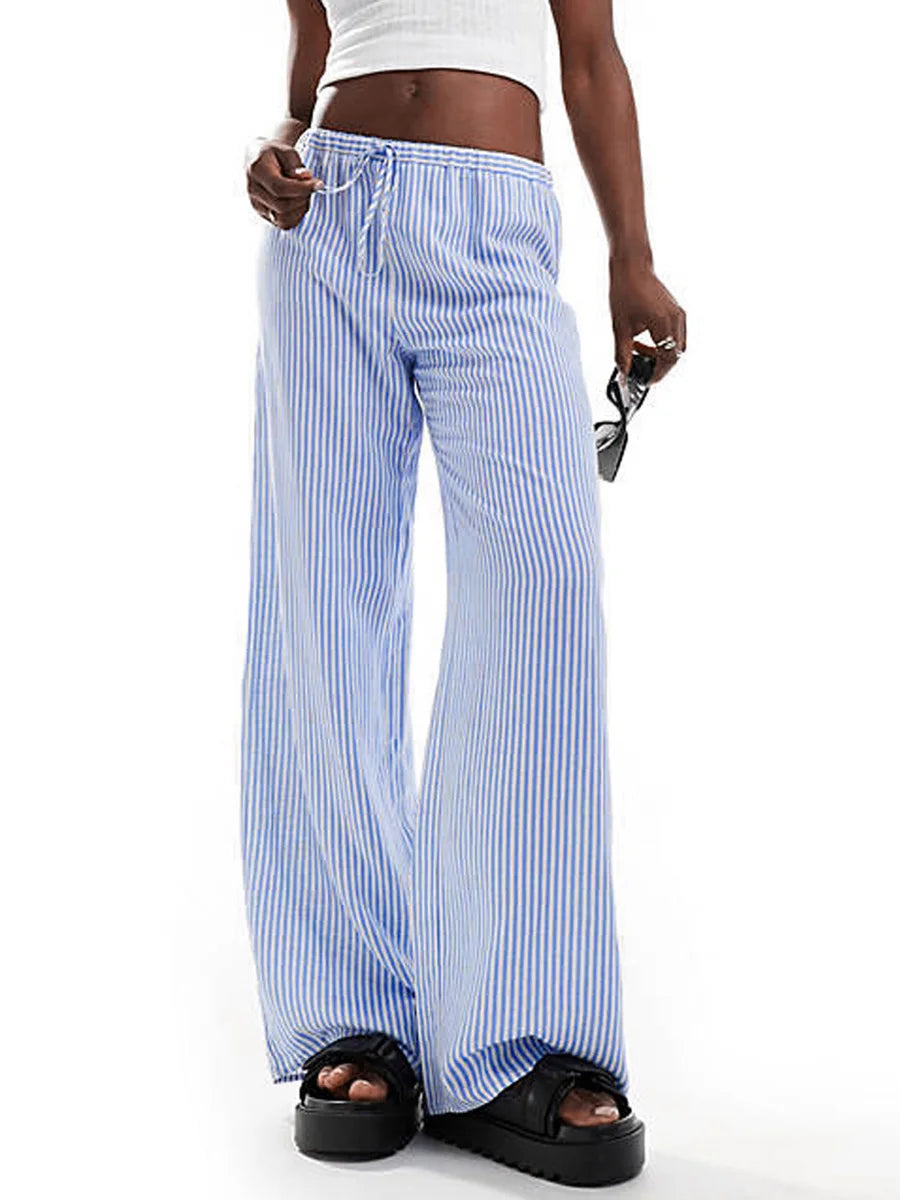 Casual Striped Straight Leg Pants