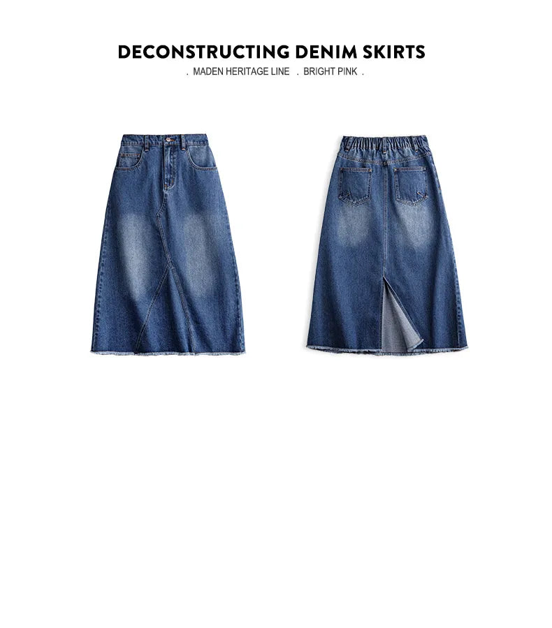 Blue Asymmetrical Denim Skirt