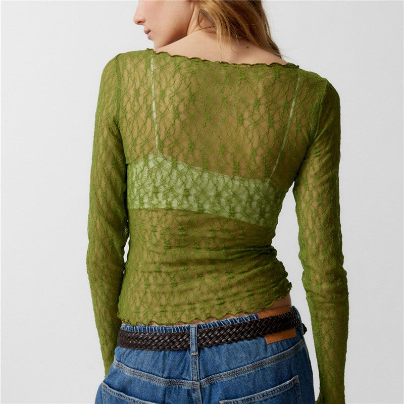 Sheer Mesh Long Sleeve Top