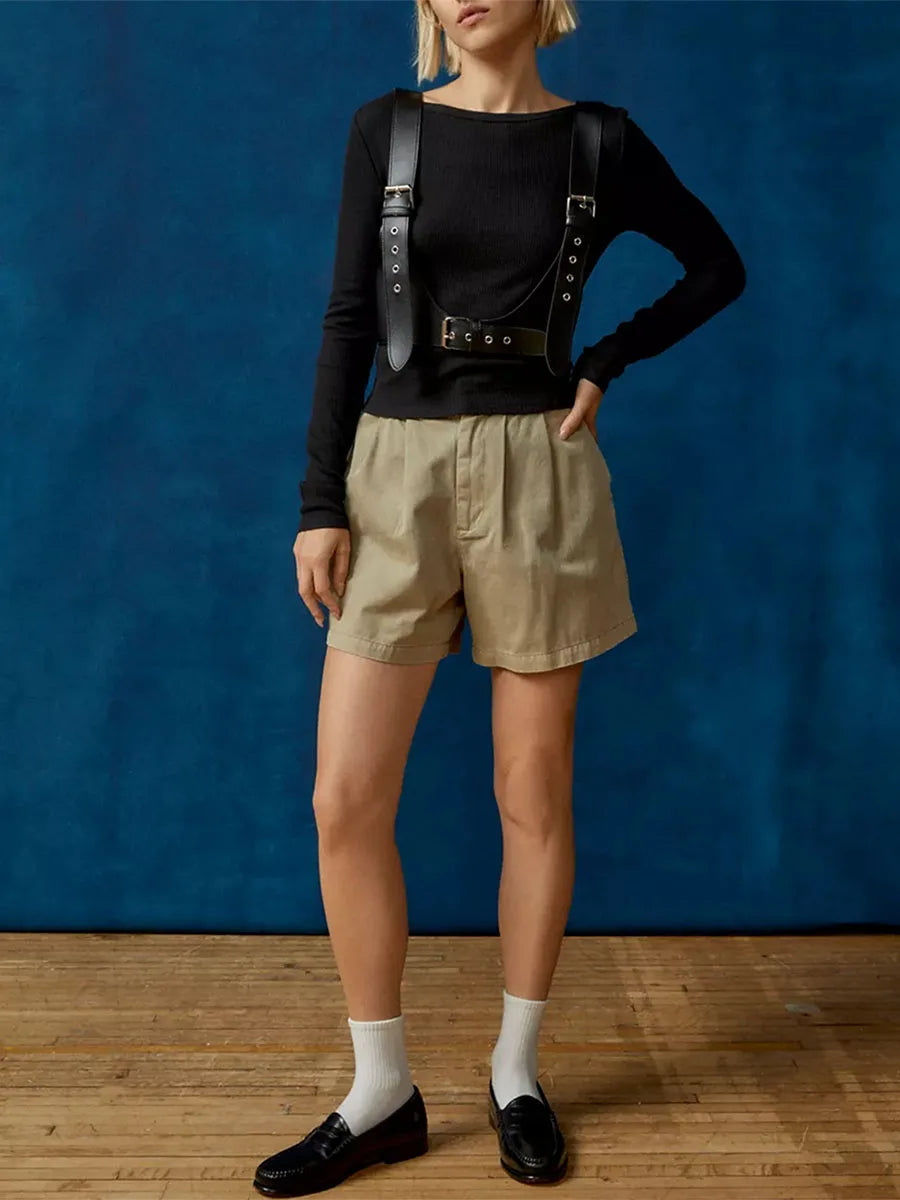 Ribbed Crewneck Long Sleeve Top