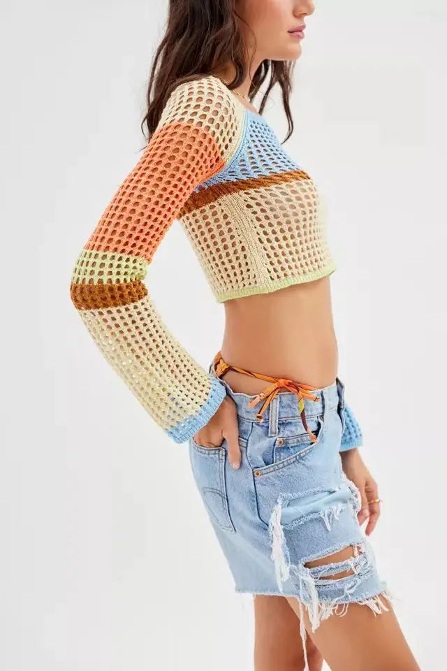 Colorblock Cutout Crop Top