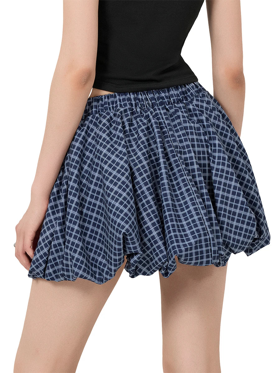 Check Boxer Puffball Skirt