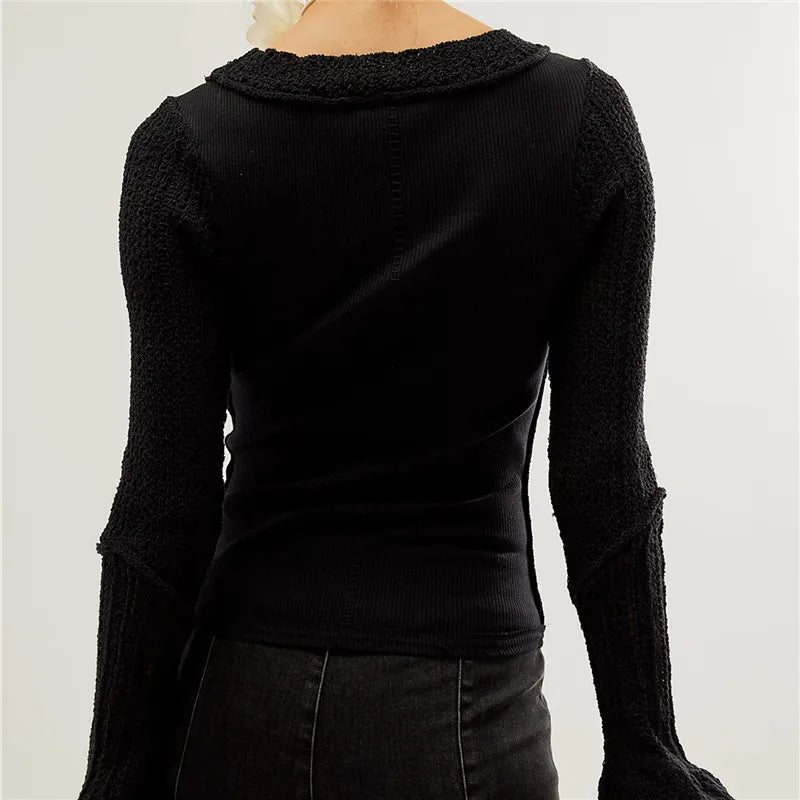 Solid Long-Sleeve Knit Top