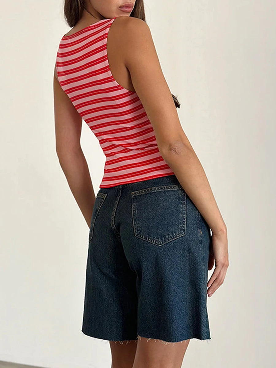 Summer Stripes Print Tank Top