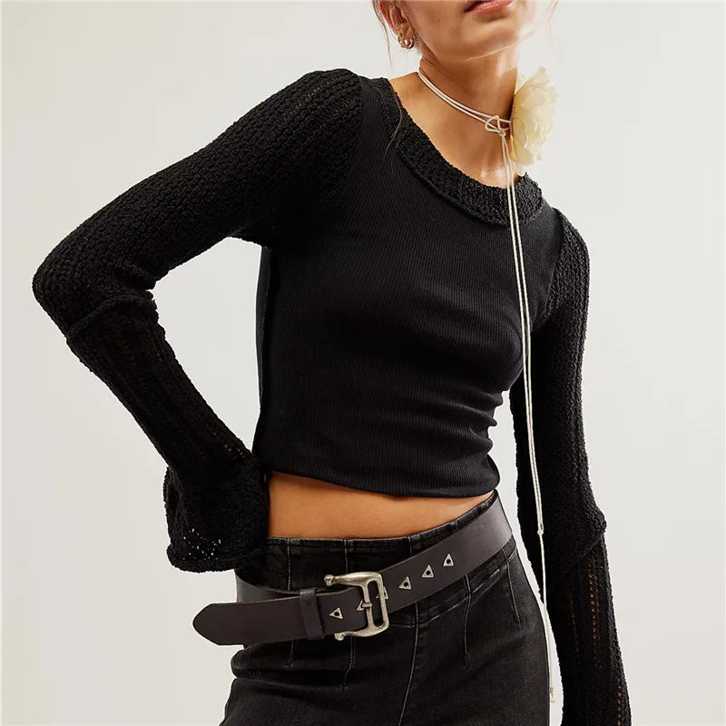 Solid Long-Sleeve Knit Top