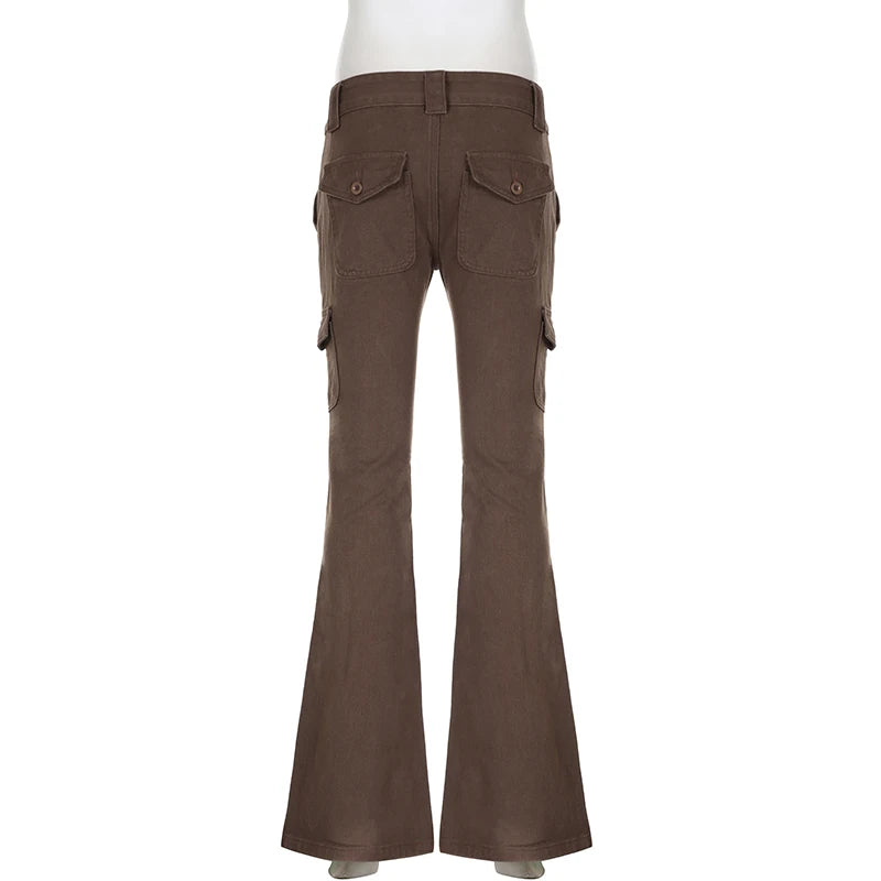 Dark Brown Low Rise Flare Jeans