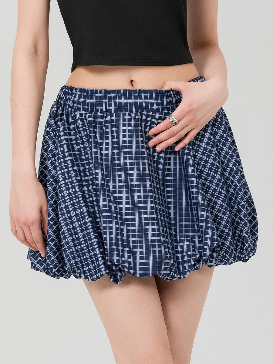 Check Boxer Puffball Skirt