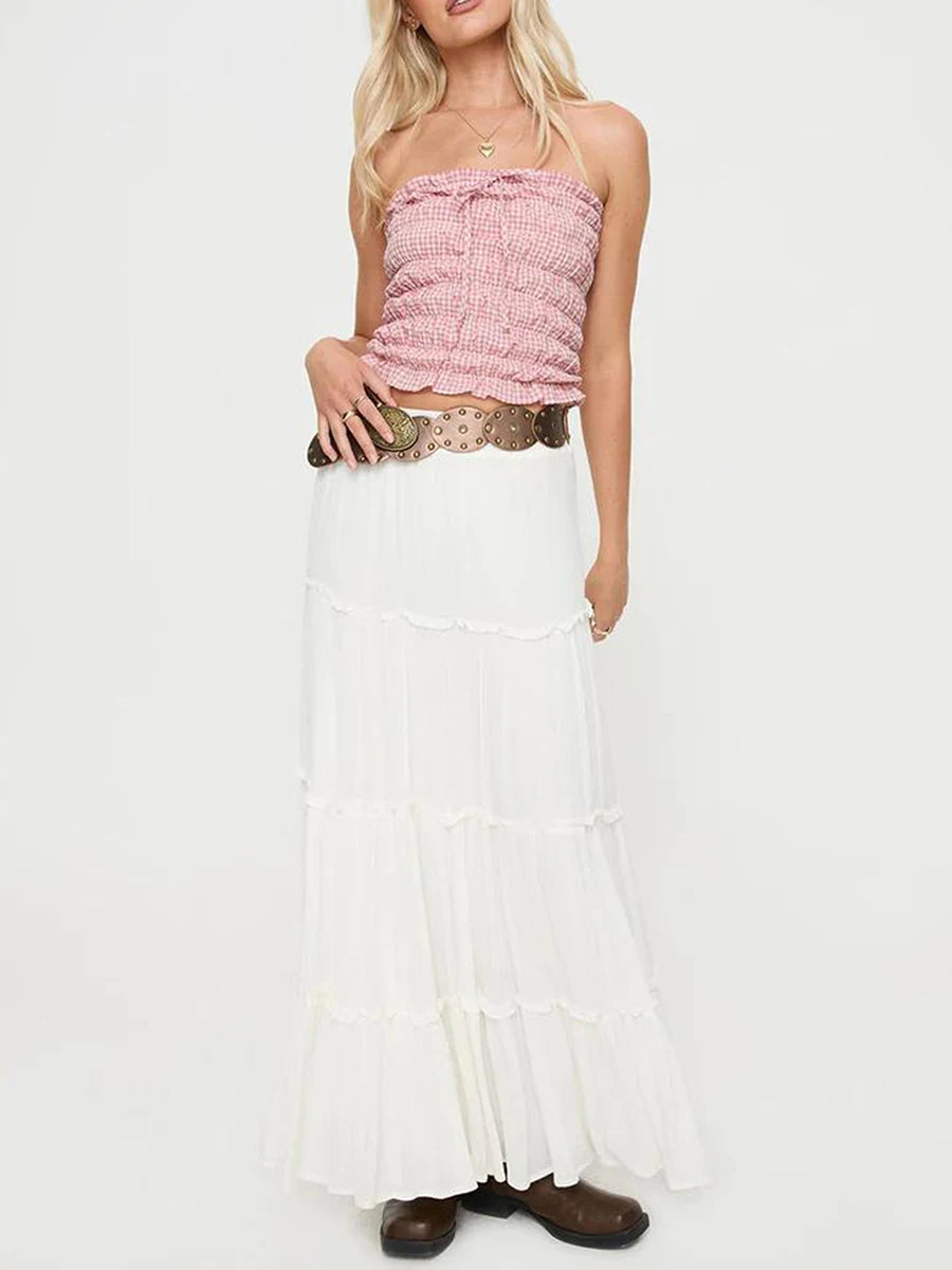 Serena Plaid Off The Shoulder Top