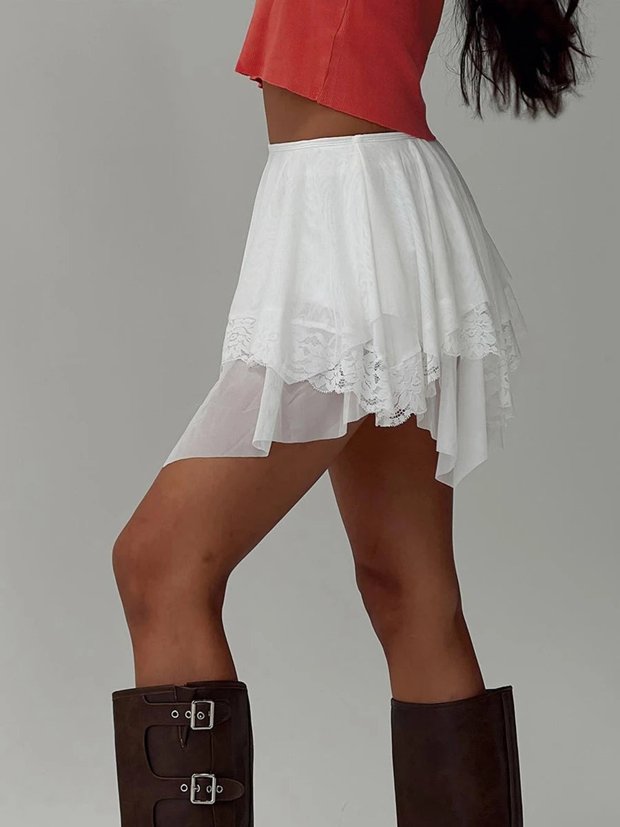 Lace Hanky Hem Mini Skort