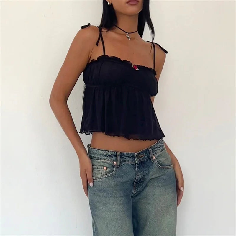 Pleated Effect Crop Cami Top