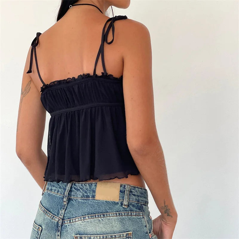 Pleated Effect Crop Cami Top
