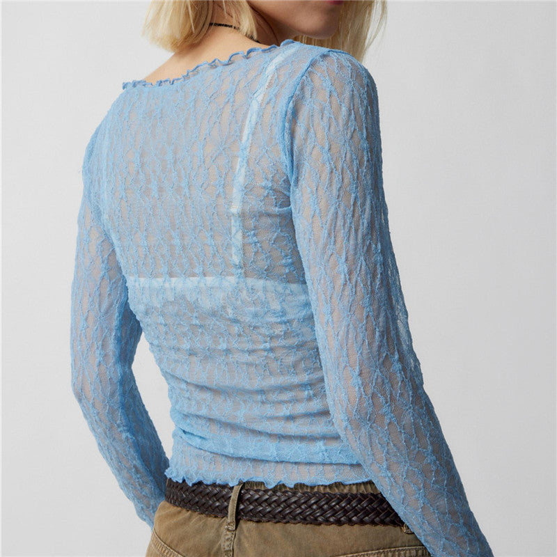 Sheer Mesh Long Sleeve Top