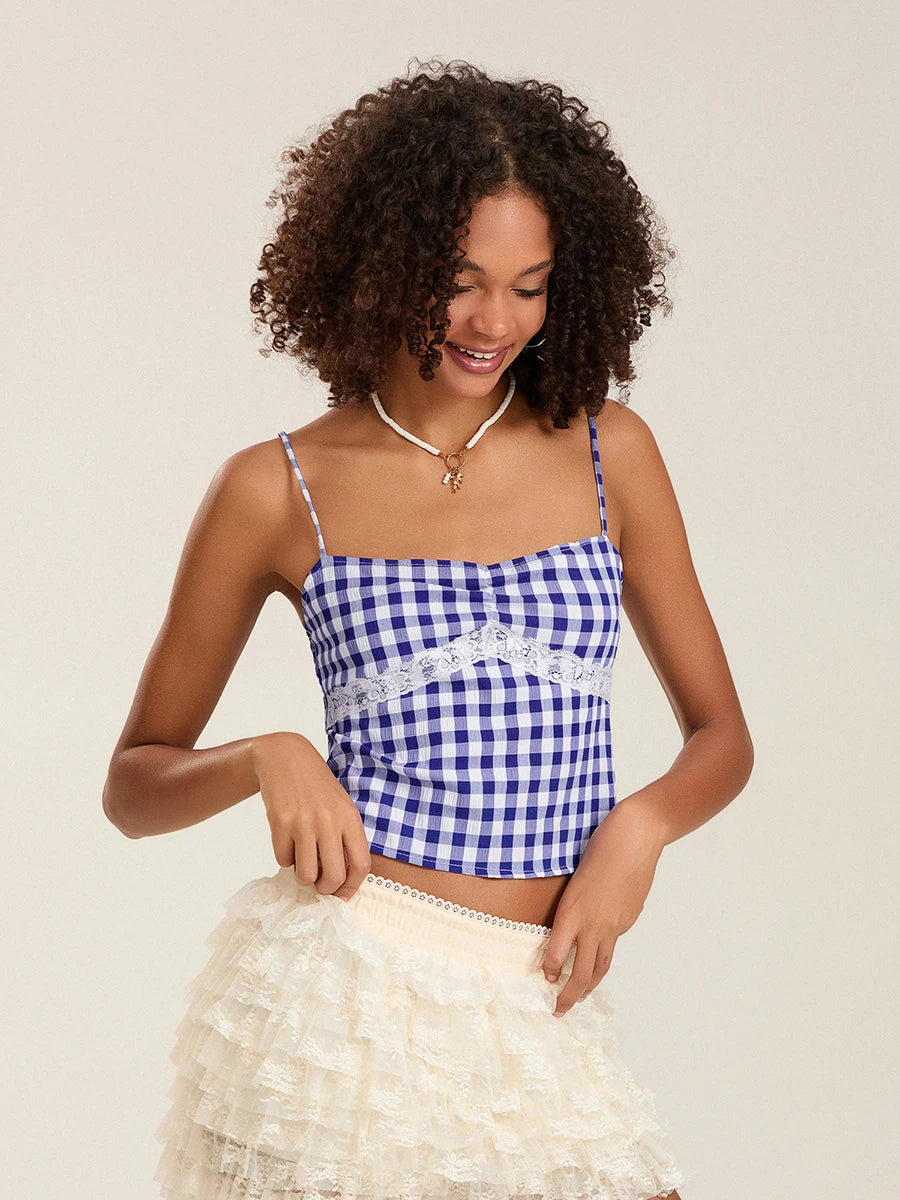 Spaghetti Strap Plaid Camisole