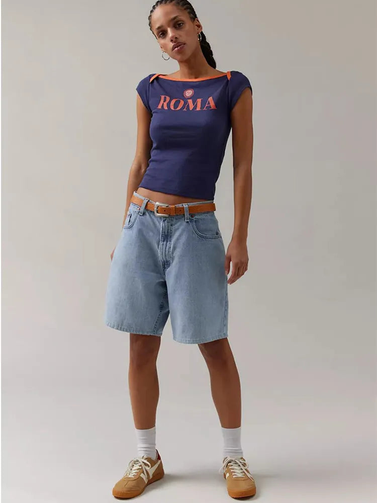 Hip-Hop Letter Print Blouse