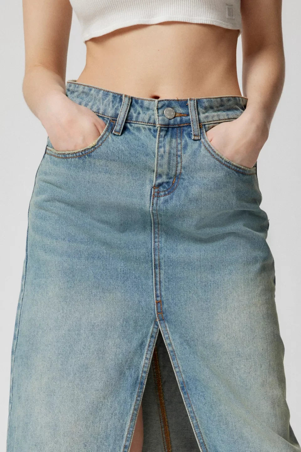Serena Slit Denim Maxi Skirt