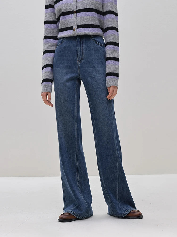 Blue High-Waisted Wide-Leg Jeans