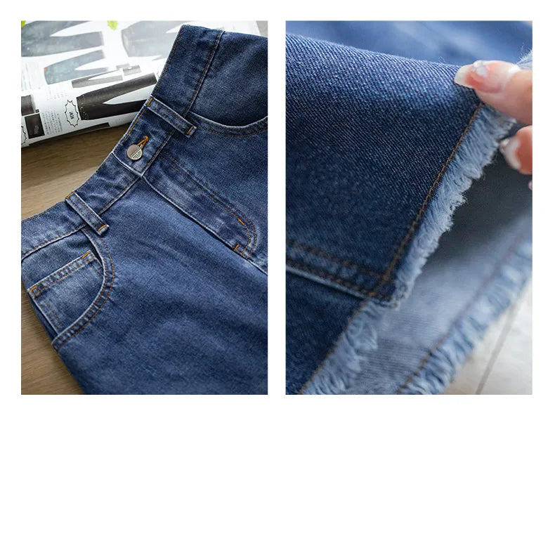 Blue Asymmetrical Denim Skirt