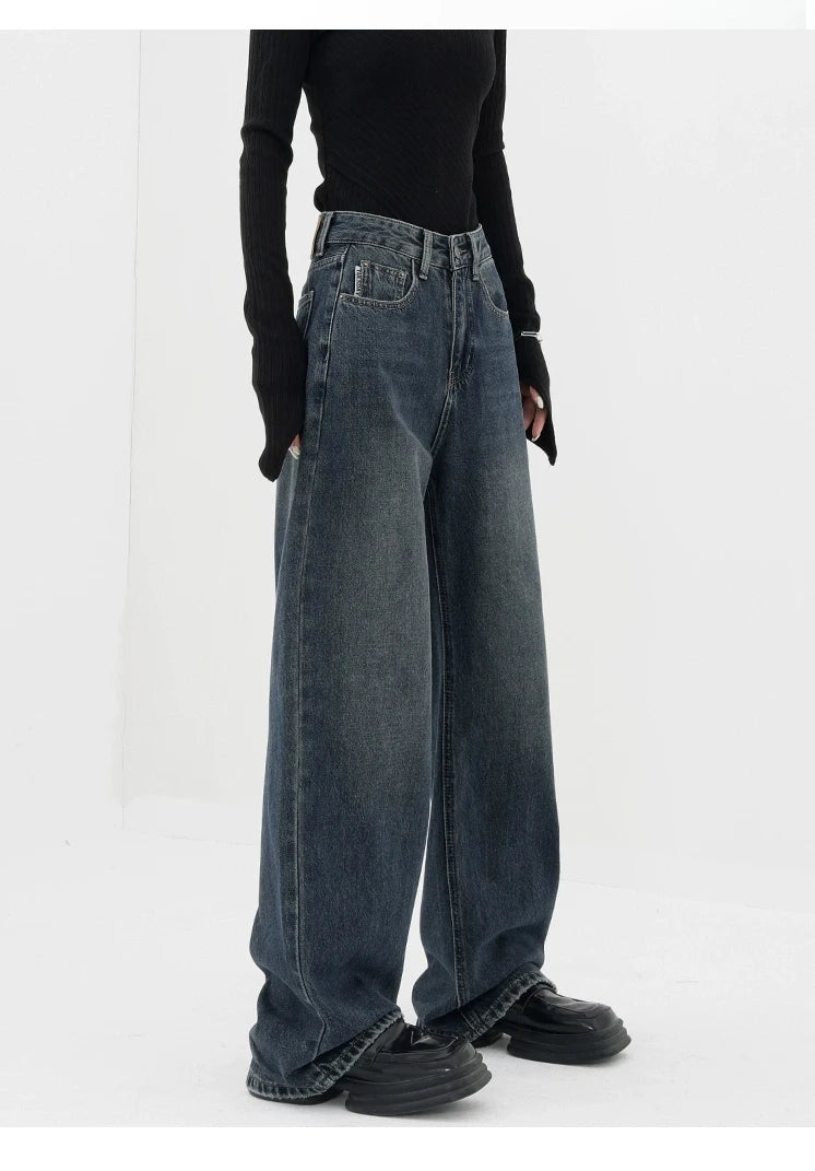 Dark Blue High-Waisted Wide-Leg Jean