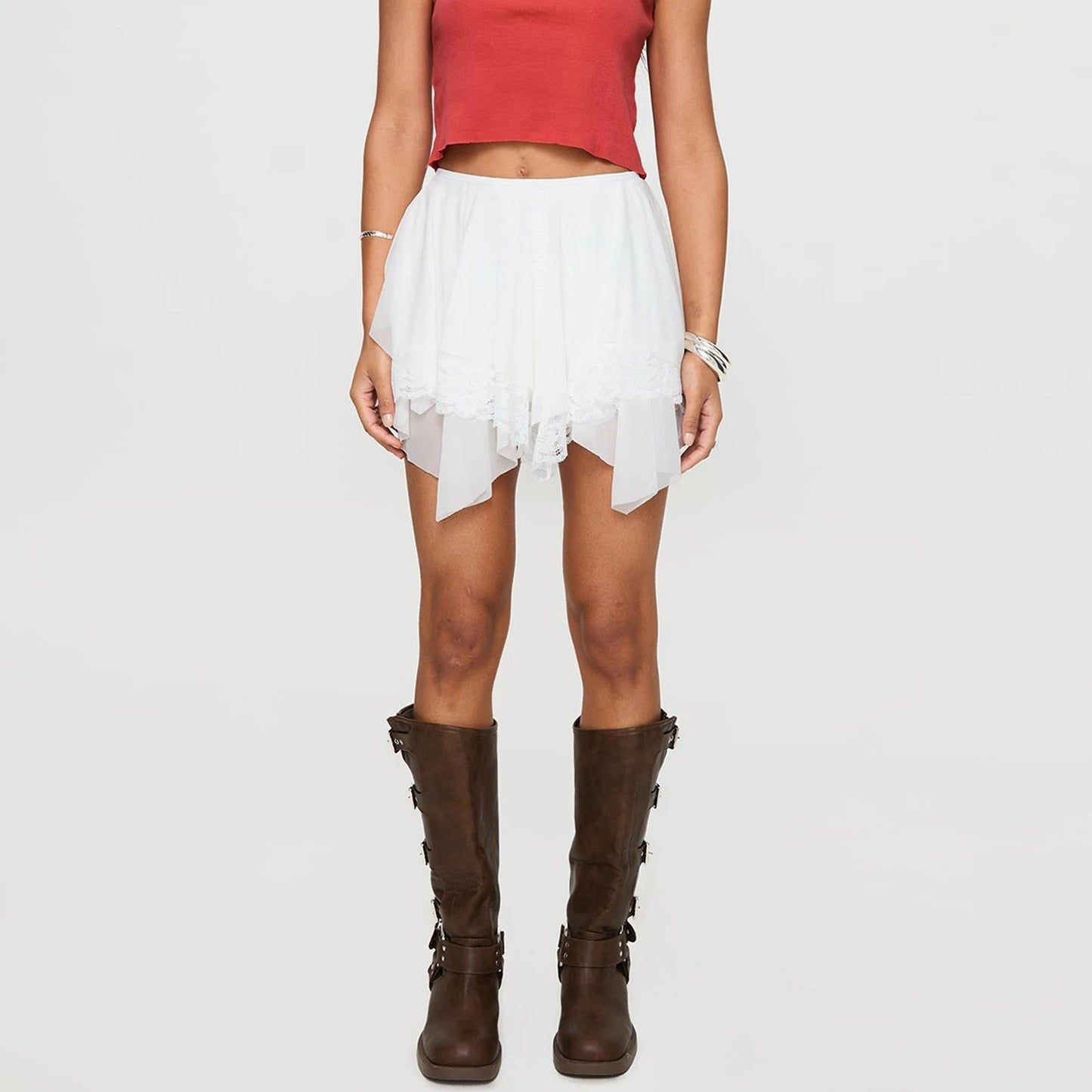 Lace Hanky Hem Mini Skort