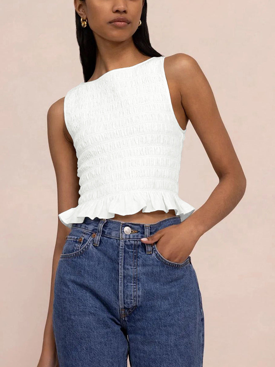 Smocked Vest crop Tank Top