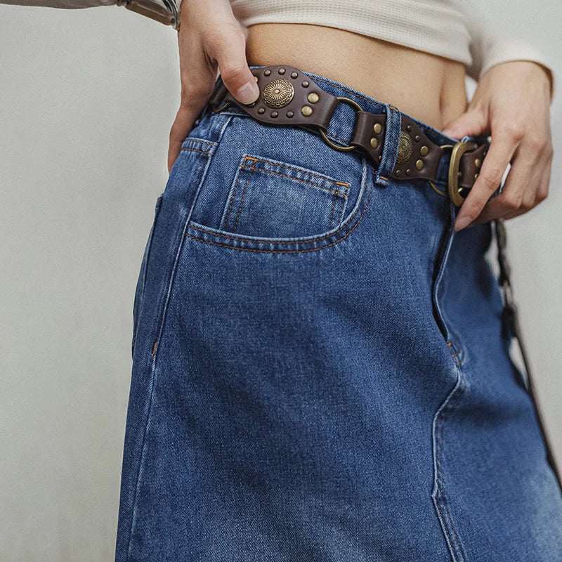Blue Asymmetrical Denim Skirt