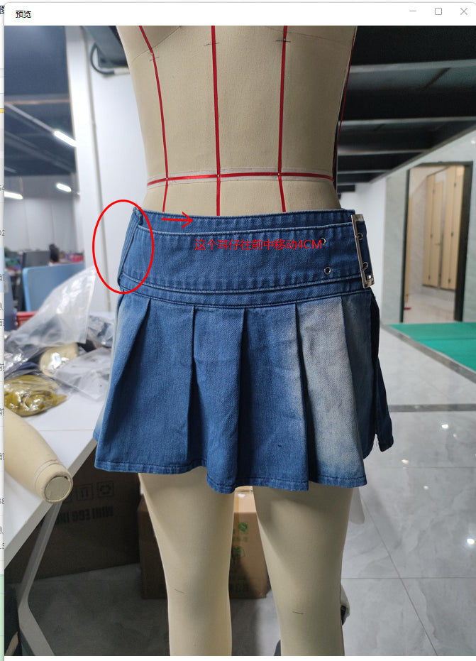 Sexy Short Pleated Denim Mini Skirt