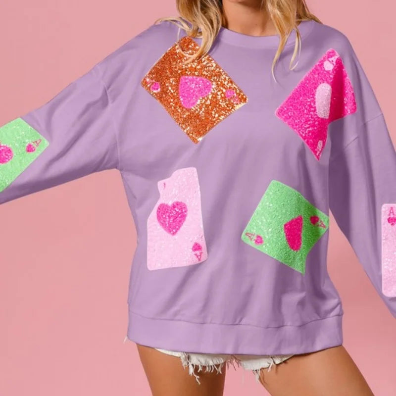 Women’s Sequin Love Heart Sweatshirt
