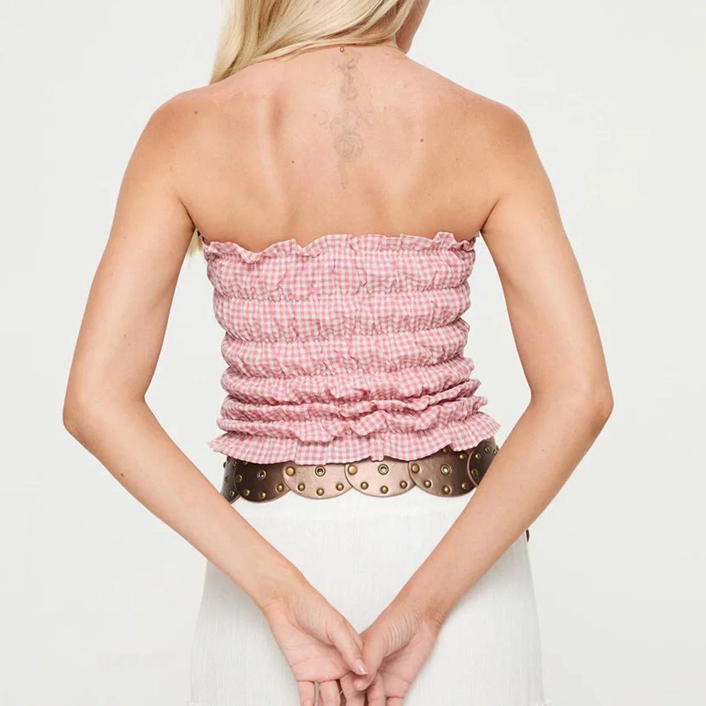 Serena Plaid Off The Shoulder Top
