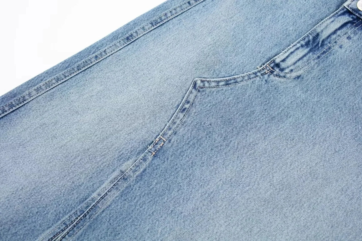 Over Knee Denim Casual Midi Skirt