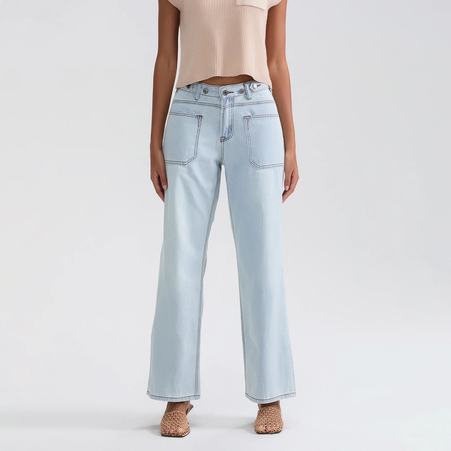 High Waist Wide Leg Denim Pants