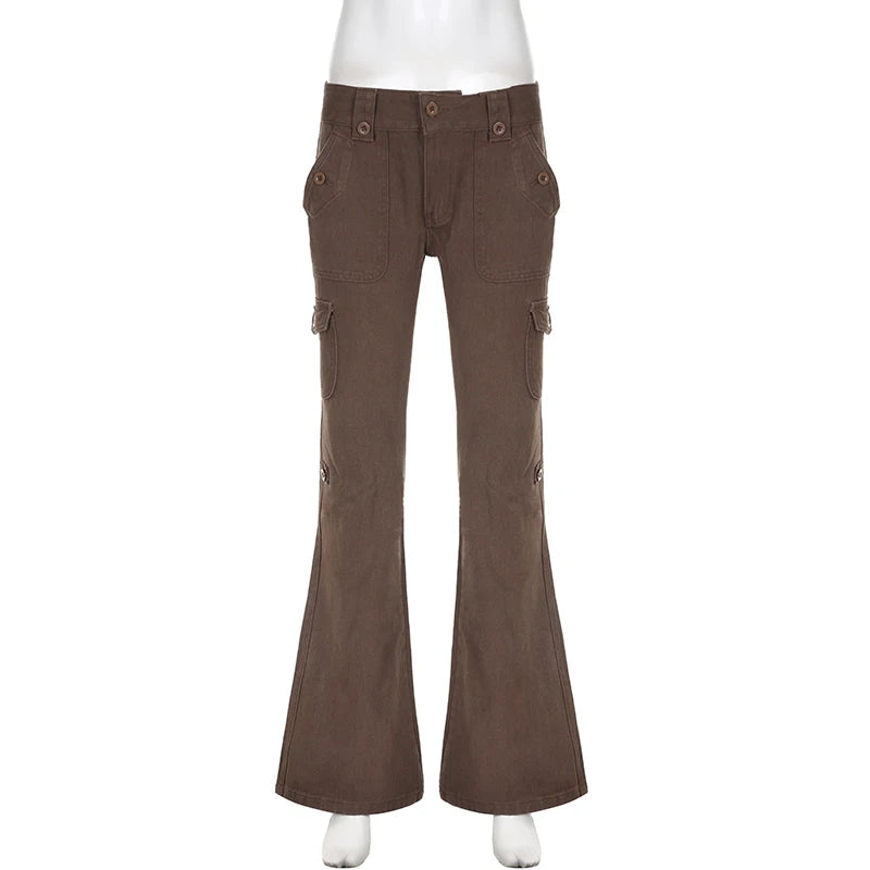 Dark Brown Low Rise Flare Jeans