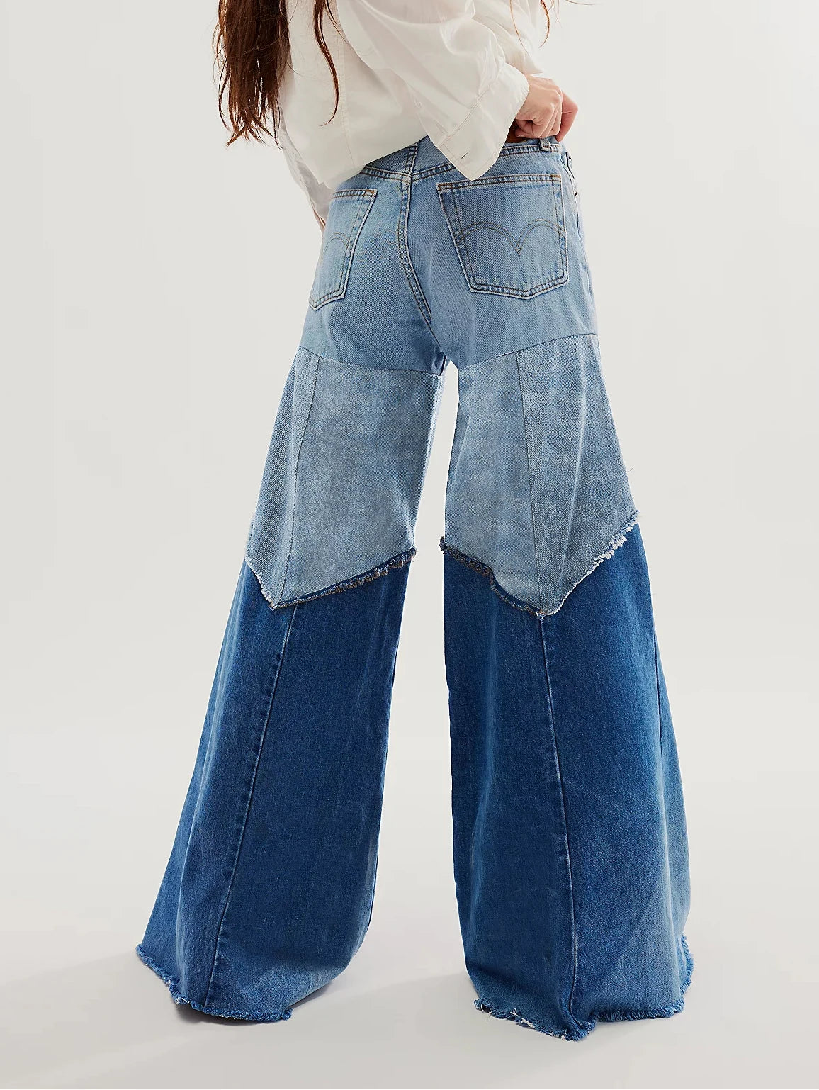 Fashion Colorblock Patchwork Denim Pants