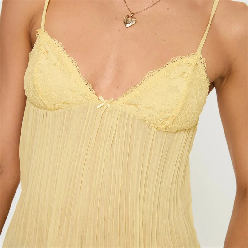 Soft Ruched Lace Camisole Top