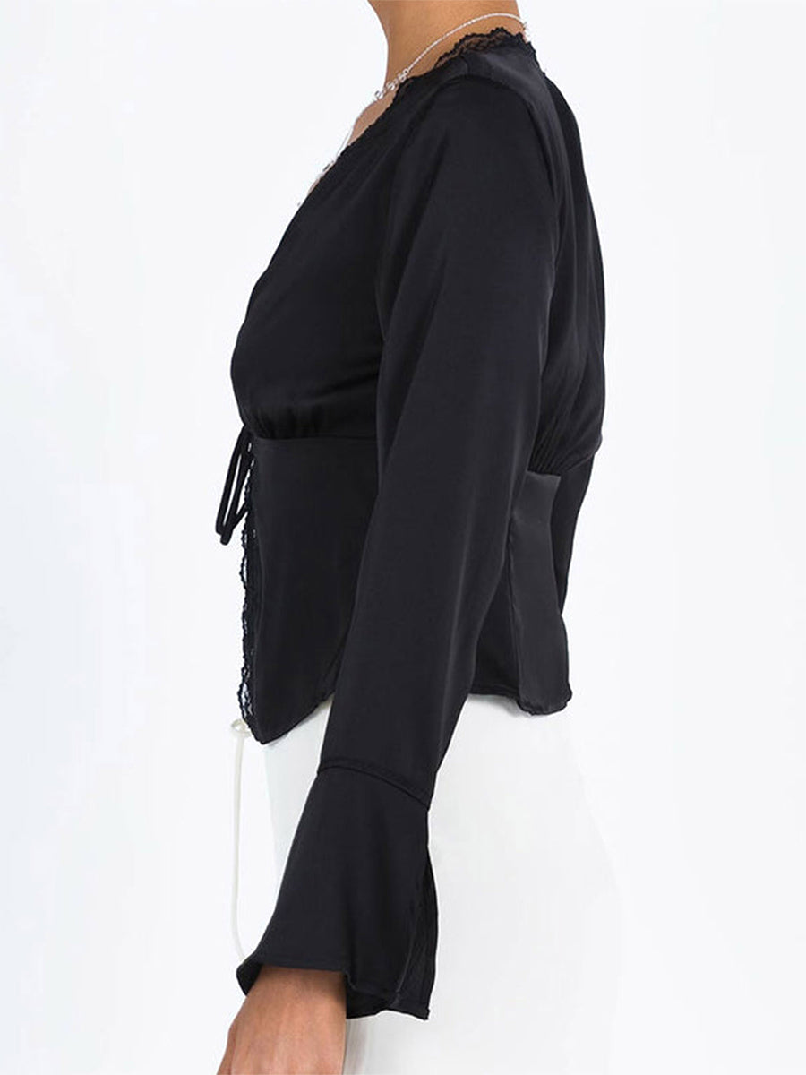 Long Sleeve Tie Front Top