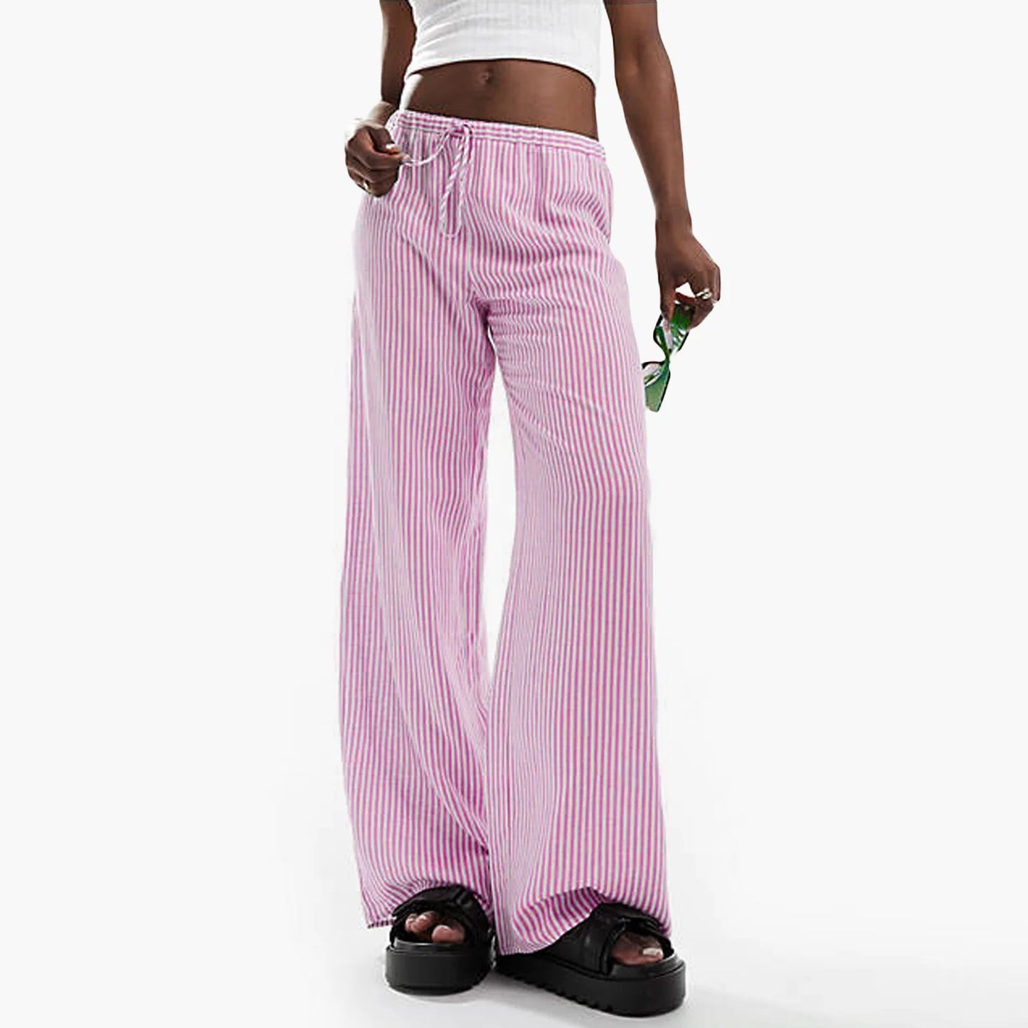 Casual Striped Straight Leg Pants