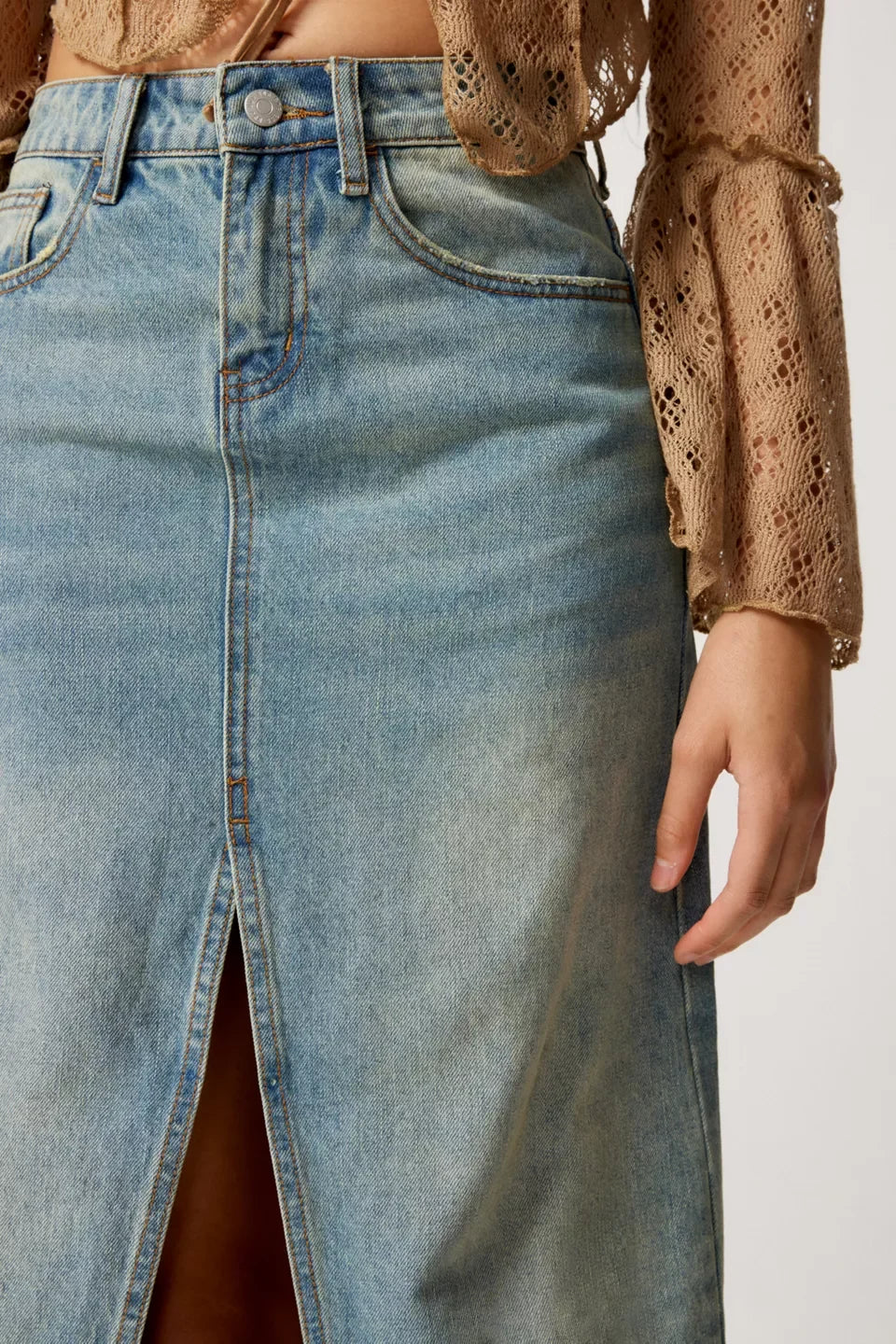 Serena Slit Denim Maxi Skirt