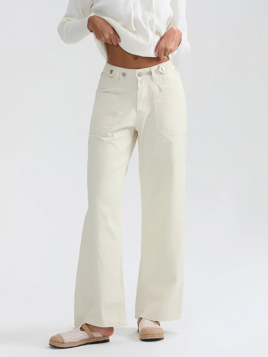 High Waist Wide Leg Denim Pants
