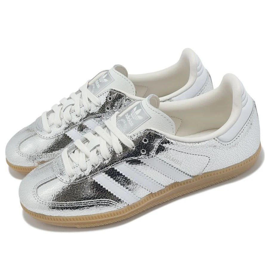 adidas Samba OG Silver Metallic Cracked Leather