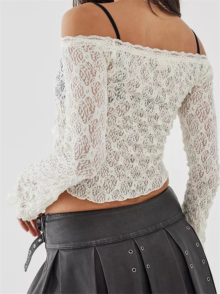 Lace Flower Off-Shoulder Top