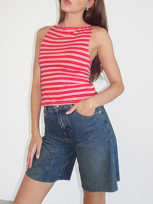Summer Stripes Print Tank Top