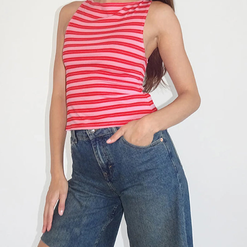 Summer Stripes Print Tank Top