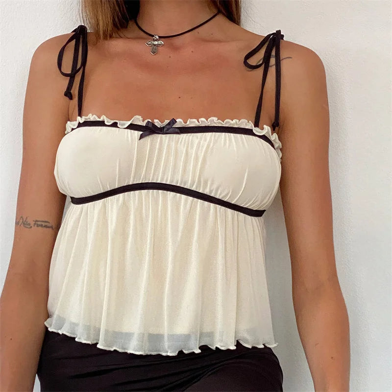 Pleated Effect Crop Cami Top