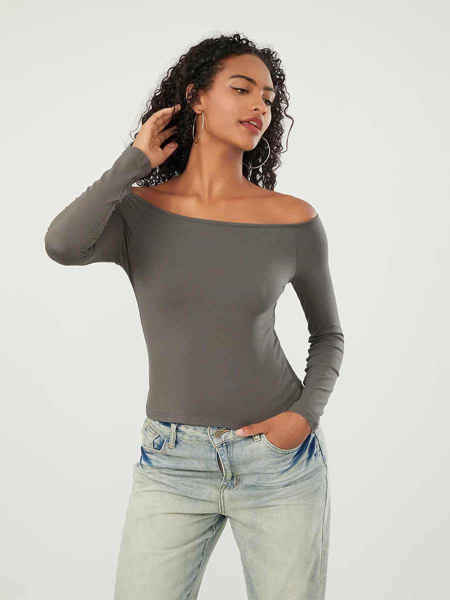 Long-Sleeve Off-the-Shoulder PlushSoft Top