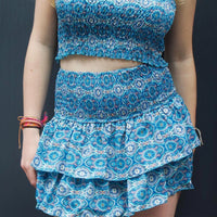 Floral Ruffle Pleated A-line Mini Skirt
