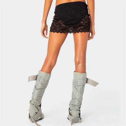 Black Fashion Lace Mini Skirt