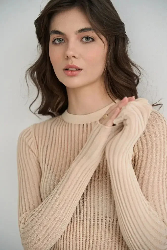 Long Sleeve triped See Through top