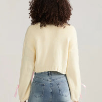 Pink Ribbons Knitted Cardigan Sweater