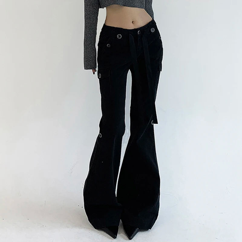 Dark Brown Low Rise Flare Jeans